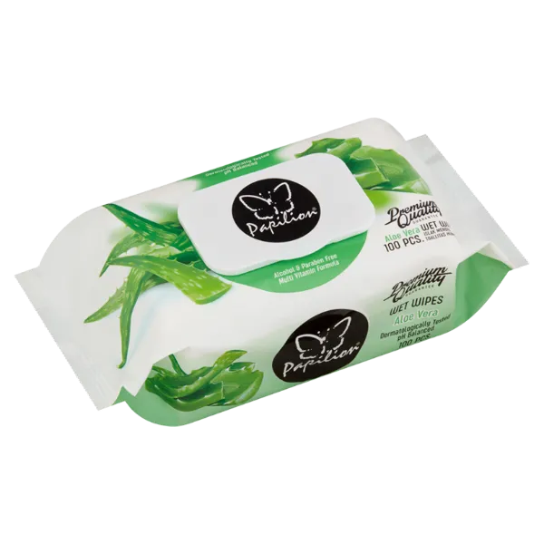 PAPILION ALOE VERA NEDVES TÖRLŐKENDŐ 100 LAPOS KUPAKOS termékhez kapcsolódó kép