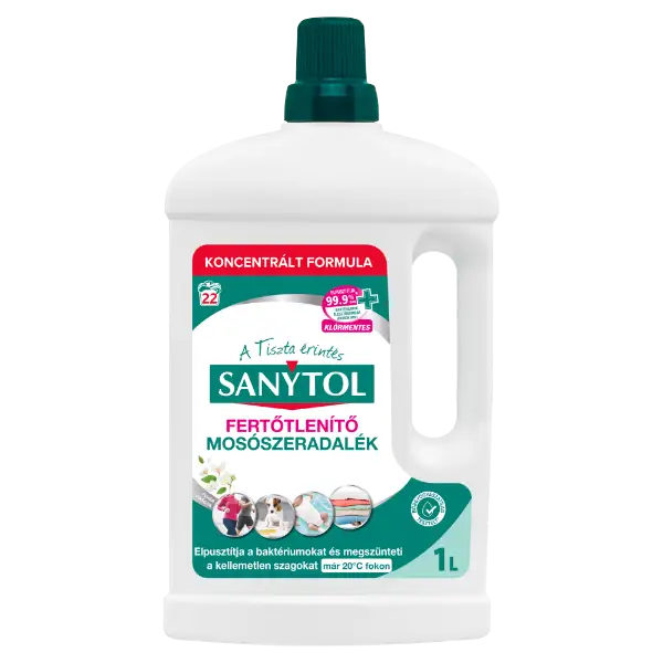 Sanytol Fehér Virágok klórmentes fertőtlenítő mosószeradalék 22 mosás 1 l termékhez kapcsolódó kép
