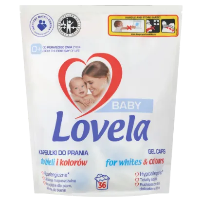 Lovela Baby mosókapszula fehér és színes ruhákhoz, babaruhákhoz és pelenkákhoz 36 mosás 781,2 g termékhez kapcsolódó kép