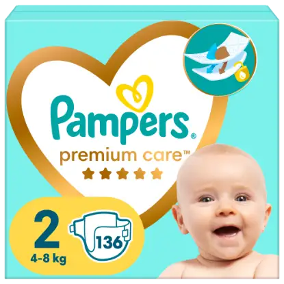 Pampers Premium Care Pelenka, 2 Méret, 136 db, 4kg - 8kg termékhez kapcsolódó kép