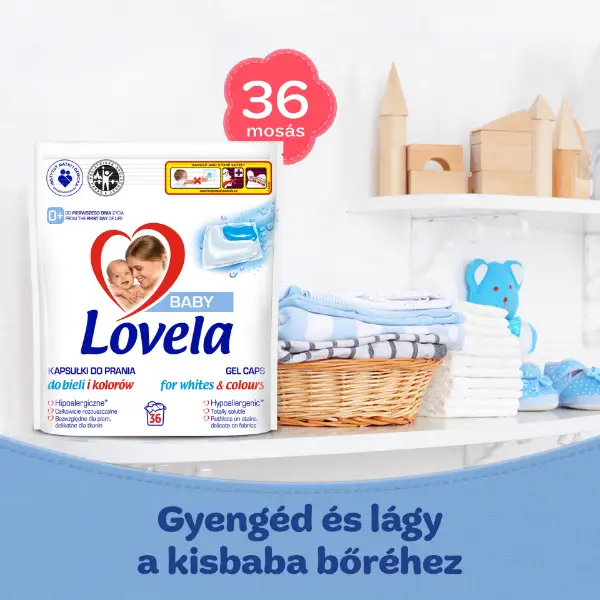 Lovela Baby mosókapszula fehér és színes ruhákhoz, babaruhákhoz és pelenkákhoz 36 mosás 781,2 g termékhez kapcsolódó kép