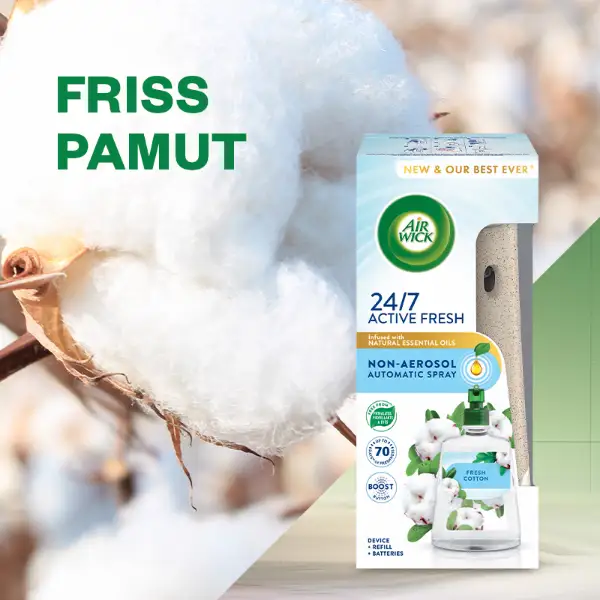 Air Wick Active Fresh Friss Pamut készülék és utántöltő 228 ml  termékhez kapcsolódó kép