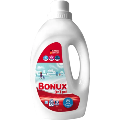 BONUX folyékony mosószer Polar Ice Fresh fehér és világos ruhákhoz 18 mosás 0,9 l termékhez kapcsolódó kép