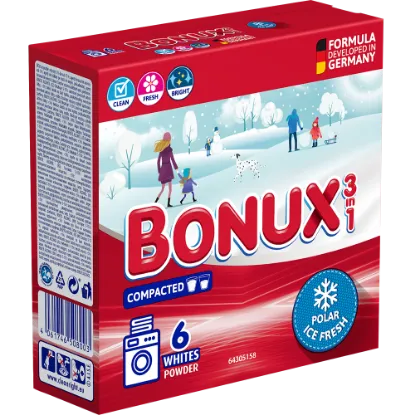 BONUX mosópor Polar Ice Fresh fehér és világos ruhákhoz 6 mosás 390 g termékhez kapcsolódó kép