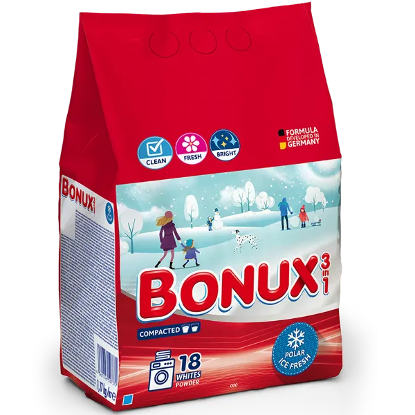 BONUX mosópor Polar Ice Fresh fehér és világos ruhákhoz 18 mosás 1,17 kg termékhez kapcsolódó kép