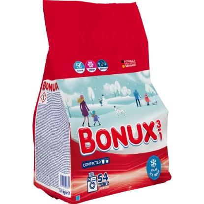 BONUX mosópor Polar Ice Fresh fehér és világos ruhákhoz 54 mosás 3,51 kg termékhez kapcsolódó kép