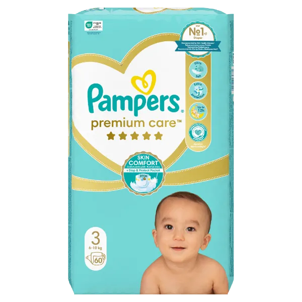 Pampers Premium Care Pelenka, 3 Méret, 60 db, 6kg-10kg termékhez kapcsolódó kép