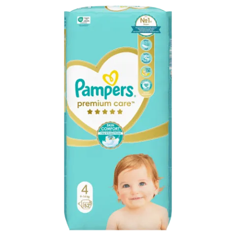 Pampers Premium Care Pelenka, 4 Méret, 52 db, 9kg-14kg termékhez kapcsolódó kép