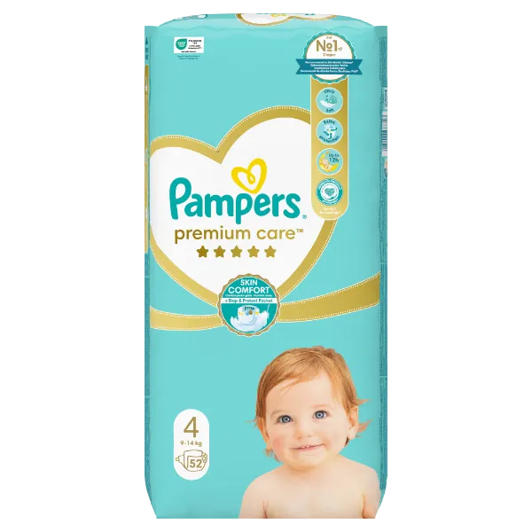 Pampers Premium Care Pelenka, 4 Méret, 52 db, 9kg-14kg termékhez kapcsolódó kép