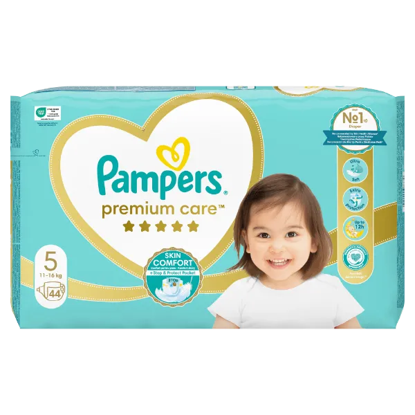 Pampers Premium Care Pelenka, 5 Méret, 44 db, 11kg-16kg termékhez kapcsolódó kép