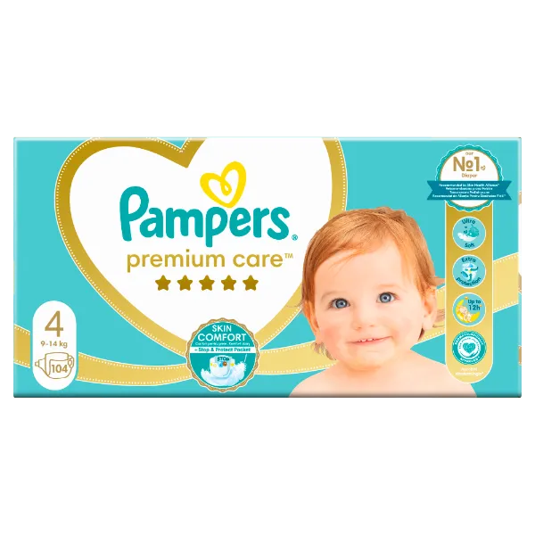 Pampers Premium Care Pelenka, 4 Méret, 104 db, 9kg-14kg termékhez kapcsolódó kép