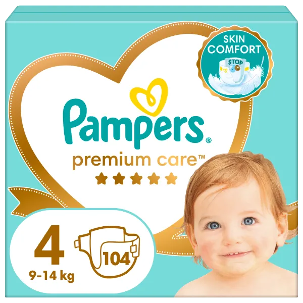 Pampers Premium Care Pelenka, 4 Méret, 104 db, 9kg-14kg termékhez kapcsolódó kép