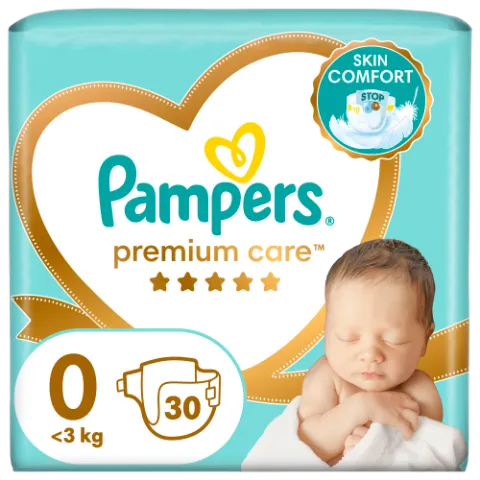 Pampers Premium Care Pelenka, 0 Méret, 30 db, <3kg termékhez kapcsolódó kép