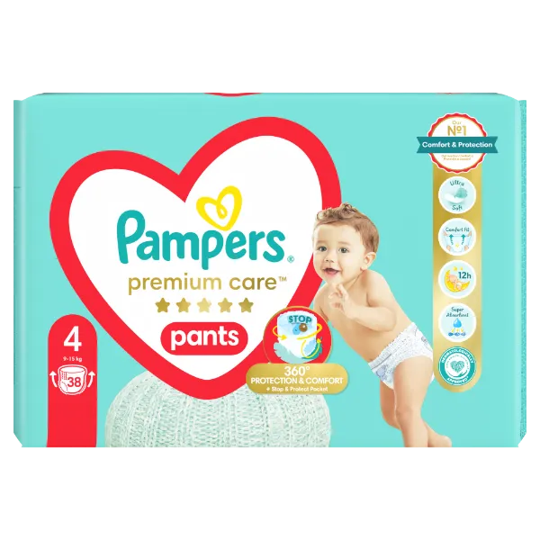 Pampers Premium Care Bugyipelenka, Méret: 4, 38 db Bugyipelenka, 9kg-15kg termékhez kapcsolódó kép