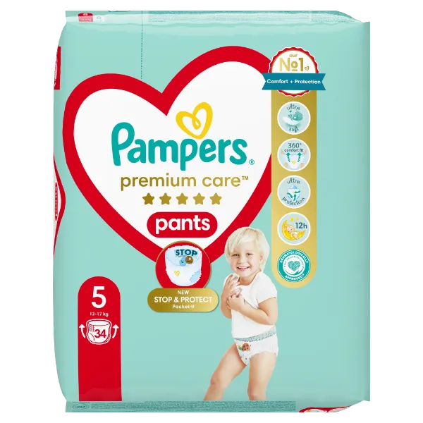 Pampers Premium Care Bugyipelenka, Méret: 5, 34 db Bugyipelenka, 12kg - 17kg termékhez kapcsolódó kép