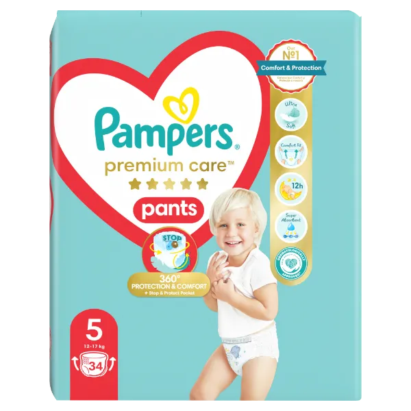 Pampers Premium Care Bugyipelenka, Méret: 5, 34 db Bugyipelenka, 12kg - 17kg termékhez kapcsolódó kép