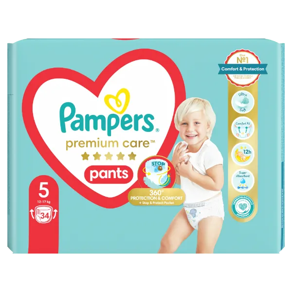 Pampers Premium Care Bugyipelenka, Méret: 5, 34 db Bugyipelenka, 12kg - 17kg termékhez kapcsolódó kép