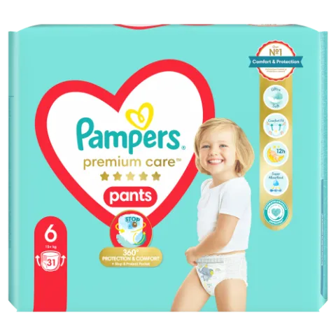 Pampers Premium Care Bugyipelenka, Méret: 6, 31 db Bugyipelenka, 15kg+ termékhez kapcsolódó kép