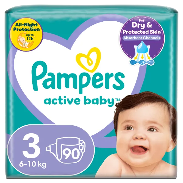 Pampers Active Baby 3, 90 Db Pelenka, 6kg-10kg termékhez kapcsolódó kép