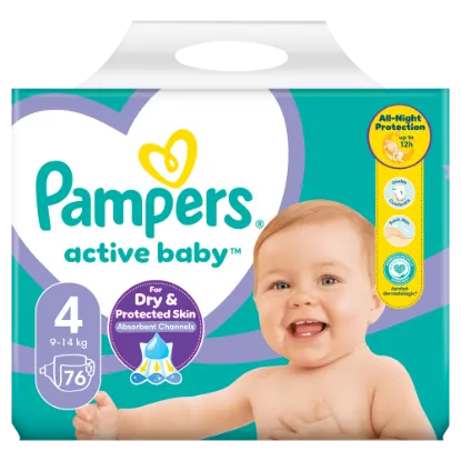 Pampers Active Baby 4, 76 Db Pelenka, 9kg-14kg termékhez kapcsolódó kép