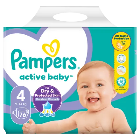 Pampers Active Baby 4, 76 Db Pelenka, 9kg-14kg termékhez kapcsolódó kép