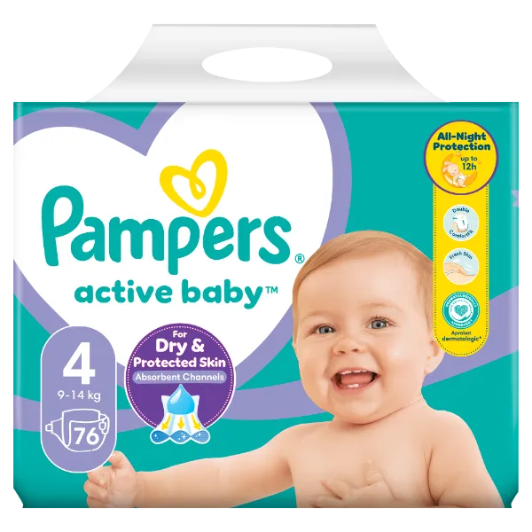 Pampers Active Baby 4, 76 Db Pelenka, 9kg-14kg termékhez kapcsolódó kép