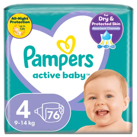 Pampers Active Baby 4, 76 Db Pelenka, 9kg-14kg termékhez kapcsolódó kép