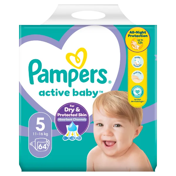 Pampers Active Baby 5, 64 Db Pelenka, 11kg-16kg termékhez kapcsolódó kép