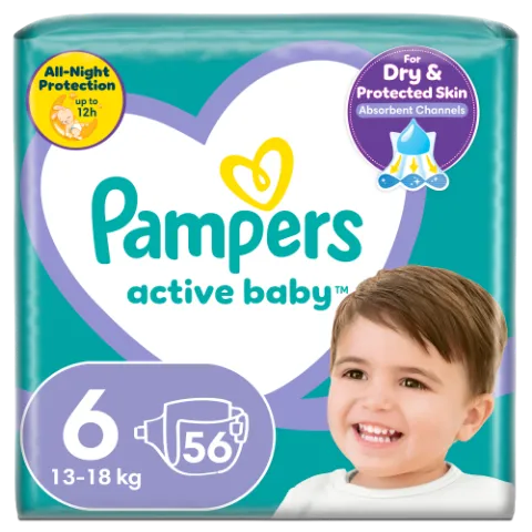 Pampers Active Baby 6, 56 Db Pelenka, 13kg-18kg termékhez kapcsolódó kép