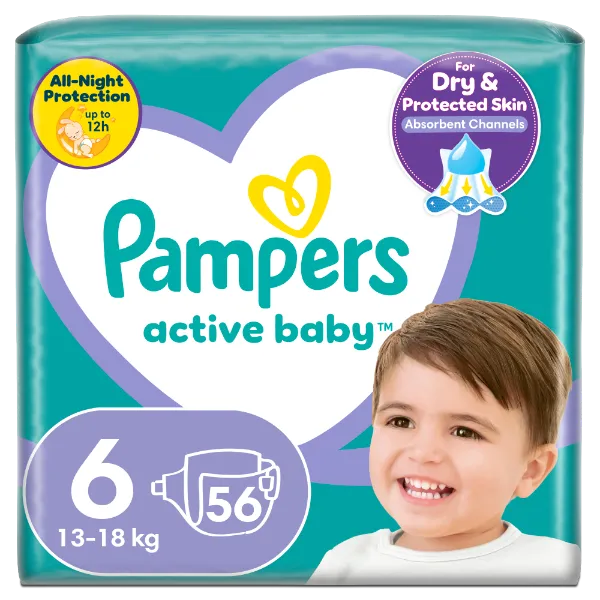 Pampers Active Baby 6, 56 Db Pelenka, 13kg-18kg termékhez kapcsolódó kép