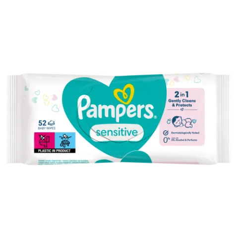 Pampers Sensitive Nedves Törlőkendő, 1 Csomag = 52 db termékhez kapcsolódó kép