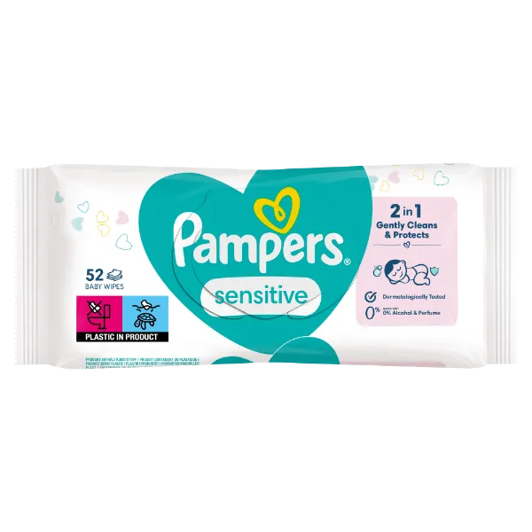 Pampers Sensitive Nedves Törlőkendő, 1 Csomag = 52 db termékhez kapcsolódó kép