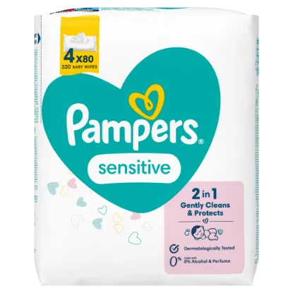 Pampers Sensitive Nedves Törlőkendő, 4 Csomag = 320 db termékhez kapcsolódó kép