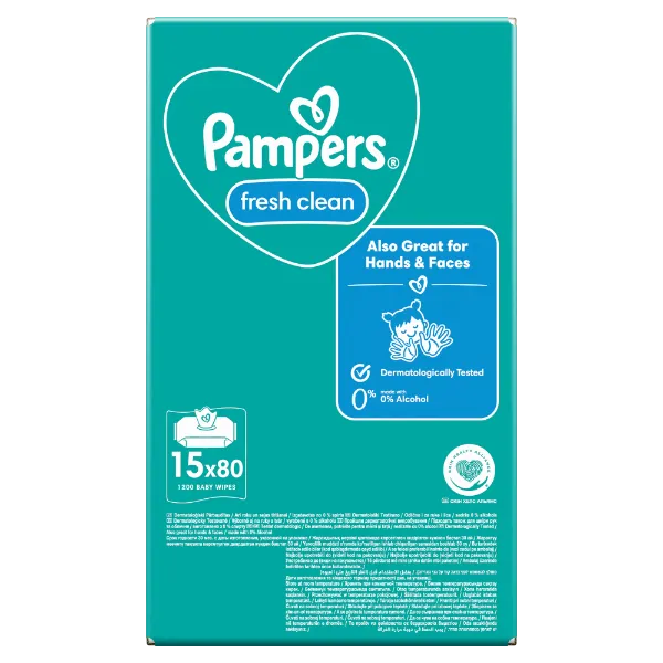 Pampers Fresh Clean Nedves Törlőkendő, 15 Csomag = 1200 db termékhez kapcsolódó kép