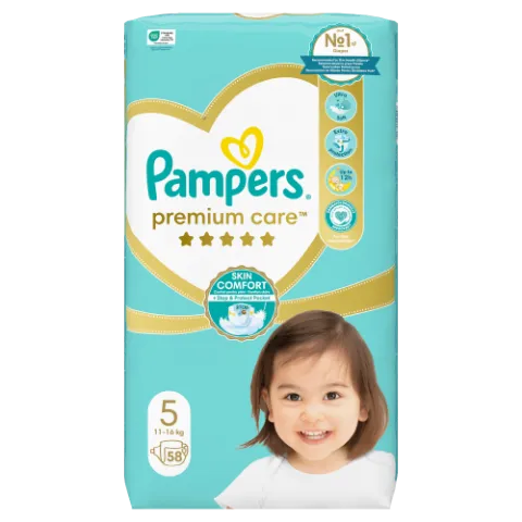 Pampers Premium Care Pelenka, 5 Méret, 58 db, 11kg-16kg termékhez kapcsolódó kép