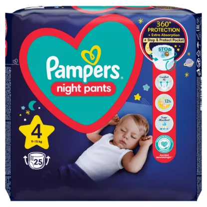 Pampers Night Pants Éjszakai Bugyipelenka, 4 Méret, 25 Bugyipelenka, 9kg-15kg termékhez kapcsolódó kép