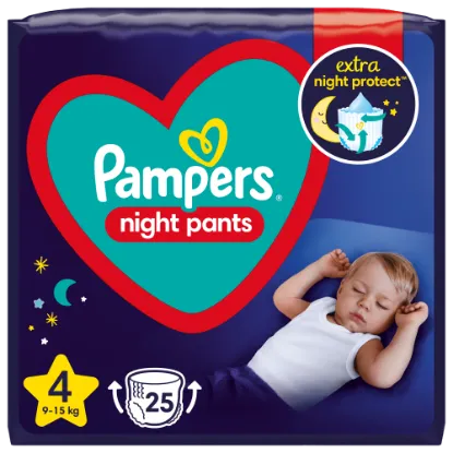 Pampers Night Pants Éjszakai Bugyipelenka, 4 Méret, 25 Bugyipelenka, 9kg-15kg termékhez kapcsolódó kép