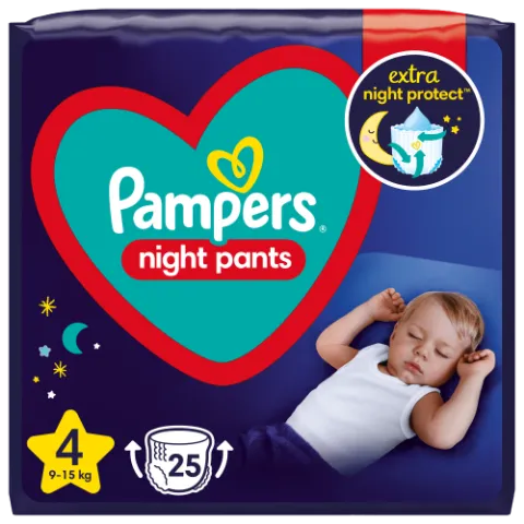 Pampers Night Pants Éjszakai Bugyipelenka, 4 Méret, 25 Bugyipelenka, 9kg-15kg termékhez kapcsolódó kép