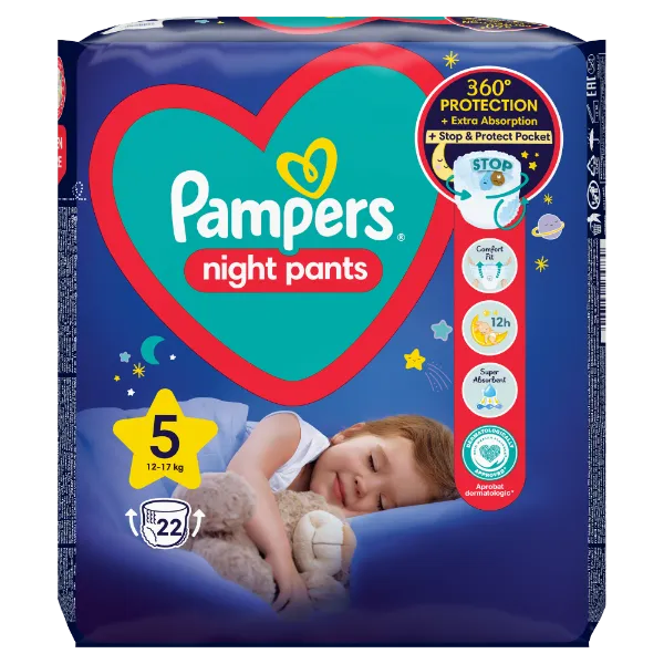 Pampers Night Pants Éjszakai Bugyipelenka, 5 Méret, 22 Bugyipelenka, 12kg-17kg termékhez kapcsolódó kép