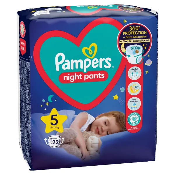 Pampers Night Pants Éjszakai Bugyipelenka, 5 Méret, 22 Bugyipelenka, 12kg-17kg termékhez kapcsolódó kép