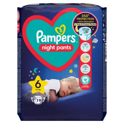 Pampers Night Pants Éjszakai Bugyipelenka, 6 Méret, 19 Bugyipelenka, 15kg+ termékhez kapcsolódó kép