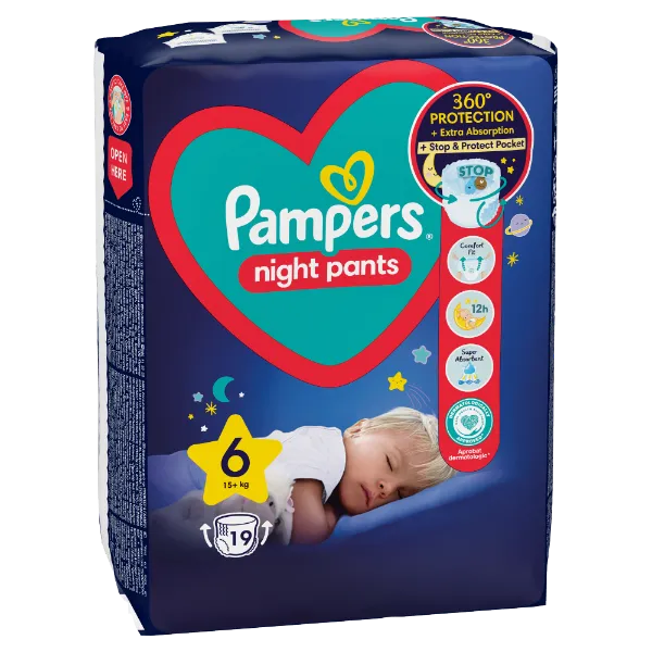 Pampers Night Pants Éjszakai Bugyipelenka, 6 Méret, 19 Bugyipelenka, 15kg+ termékhez kapcsolódó kép