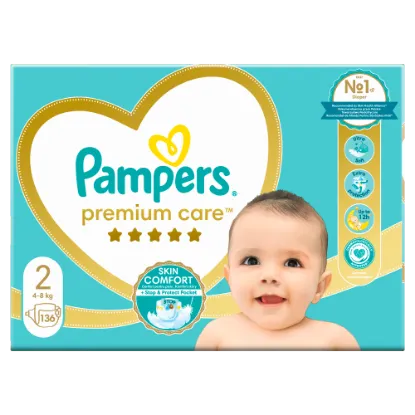 Pampers Premium Care Pelenka, 2 Méret, 136 db, 4kg - 8kg termékhez kapcsolódó kép