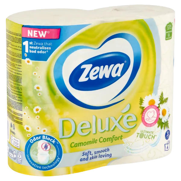 Zewa Deluxe Camomile Comfort toalettpapír 3 rétegű 4 tekercs termékhez kapcsolódó kép