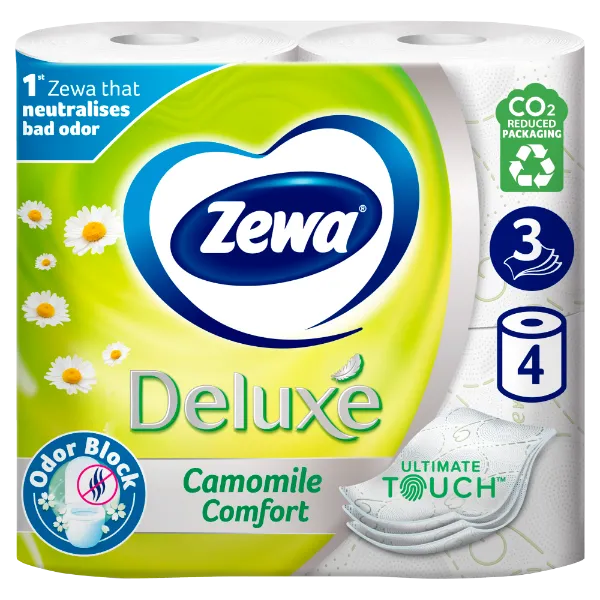 Zewa Deluxe Camomile Comfort toalettpapír 3 rétegű 4 tekercs termékhez kapcsolódó kép