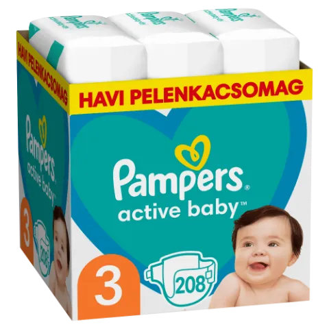 Pampers bugyipelenka - havi pelenkacsomag Méret: 3, 208 db Pelenka, 6kg - 10kg termékhez kapcsolódó kép