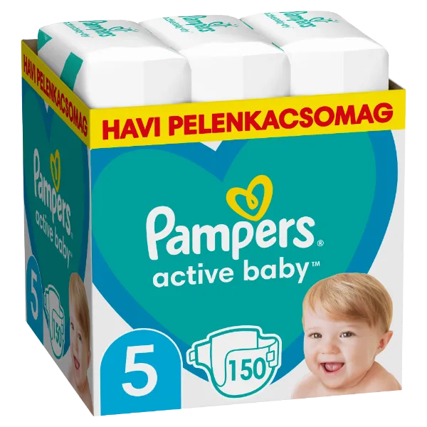 Pampers bugyipelenka - havi pelenkacsomag Méret: 5, 150 db Pelenka, 12kg-17kg termékhez kapcsolódó kép