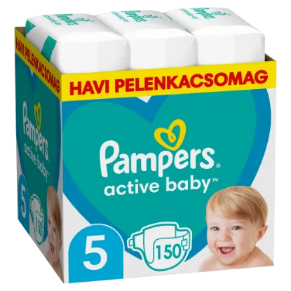 Pampers Active Baby pelenka - havi pelenkacsomag Méret: 5, 150 db Pelenka, 11kg-16kg termékhez kapcsolódó kép