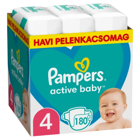 Pampers bugyipelenka - havi pelenkacsomag Méret: 4, 180 db Pelenka, 9kg - 15kg termékhez kapcsolódó kép