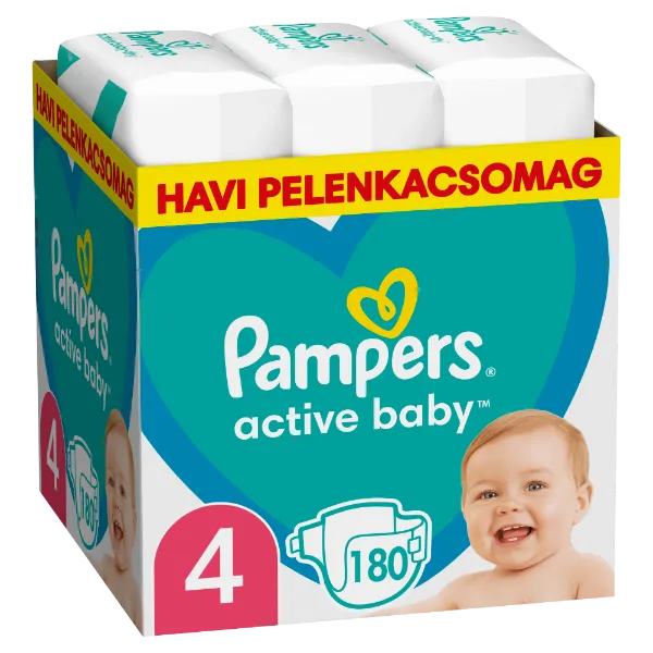 Pampers bugyipelenka - havi pelenkacsomag Méret: 4, 180 db Pelenka, 9kg - 15kg termékhez kapcsolódó kép